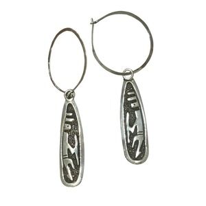 Vintage Navajo American Indian Gene Gibson Overlay Sterling Silver Drop Earrings